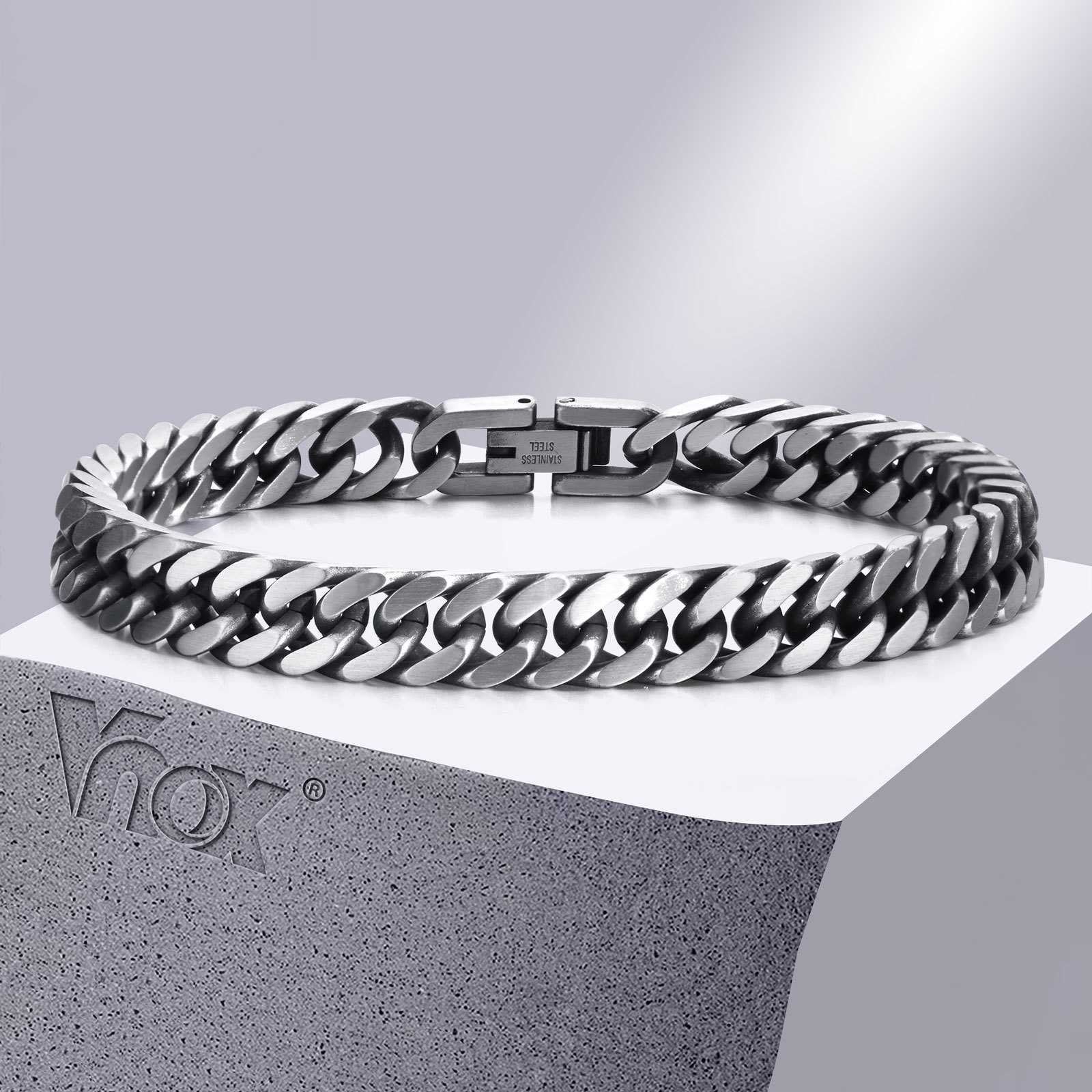 Vintage Fashion Outfits Men - Vnox Chunky Retro Cuban Chain Bracelets