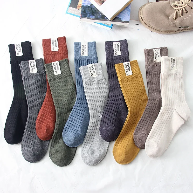 Vintage Fashion In Japan - Fashion Cotton Knitted Women's Socks Solid