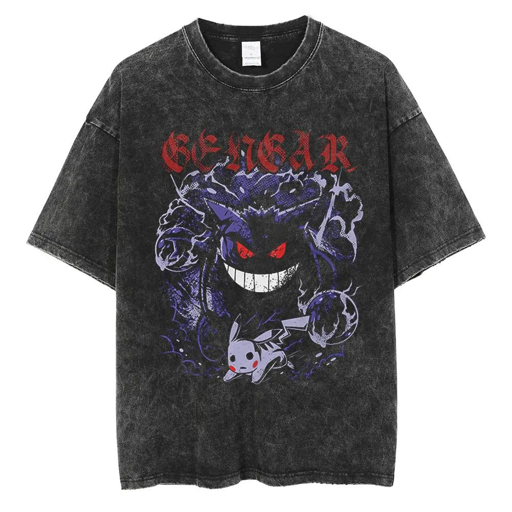 Vintage Fashion In Japan - Pokémon Gengar and Pikachu Anime T-Shirt,
