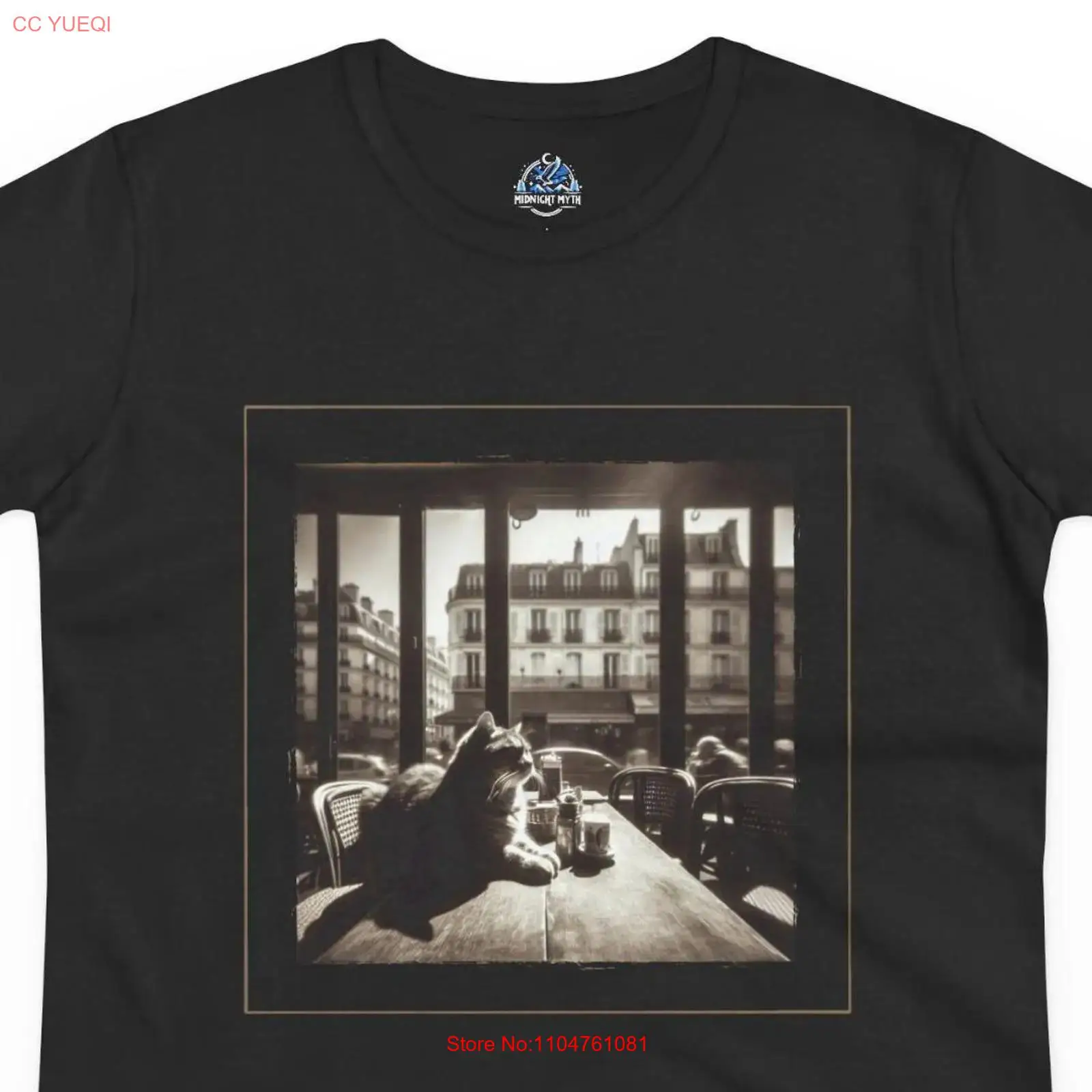 Vintage Fashion In Paris - Vintage Paris Cafe Funny Cat T