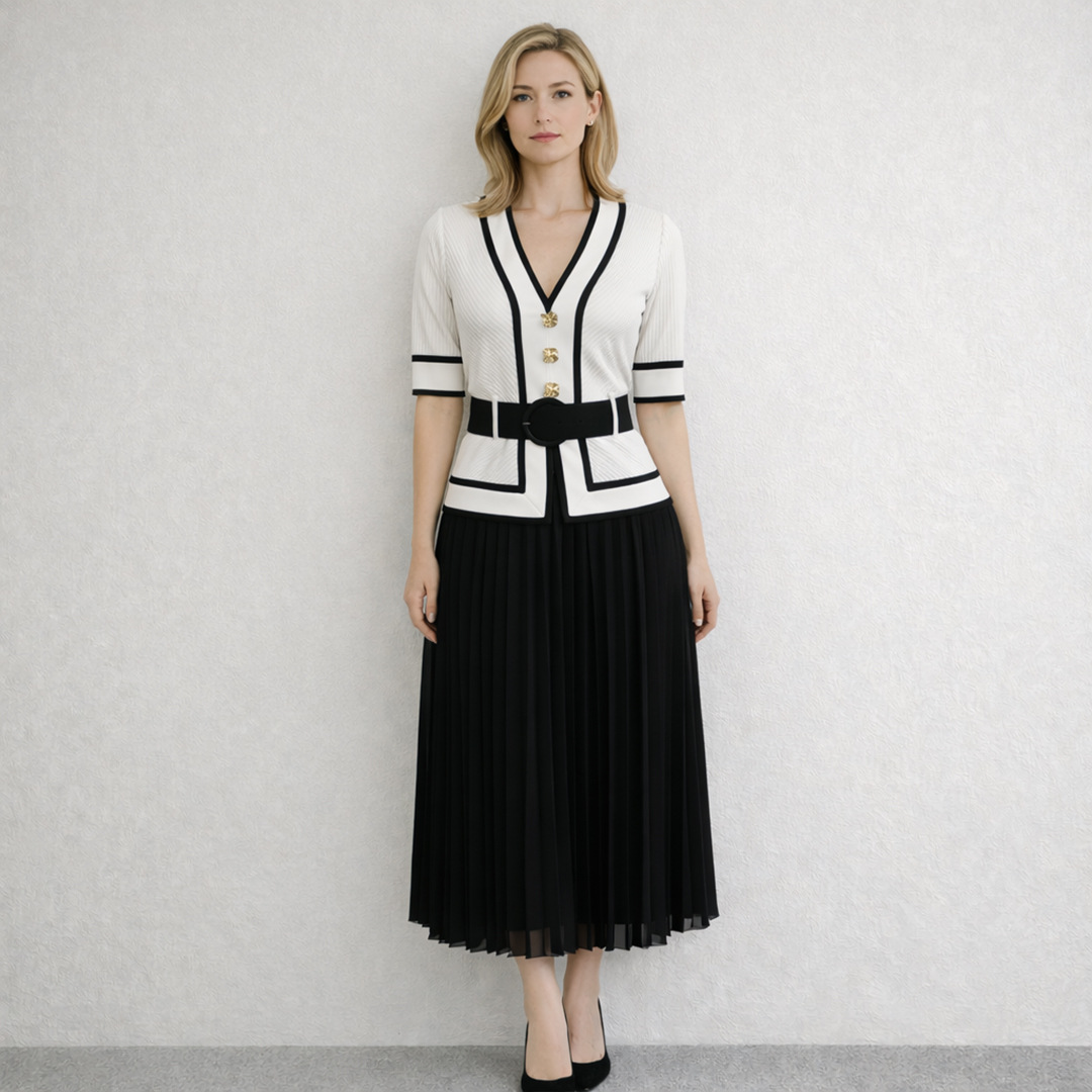 Sexy V Neck Buttons Belted Ple - Vintage Fashion Exhibition 评论和价格