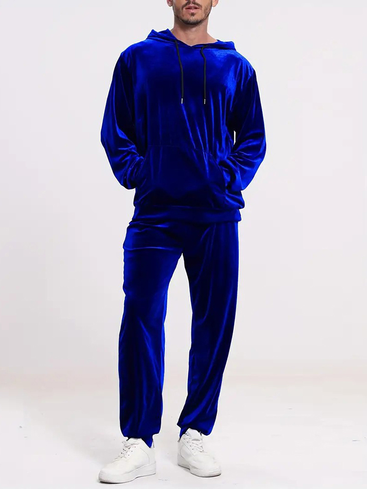 Fashion Solid Color Velvet Two - Vintage Fashion Outfits Men 评论和价格