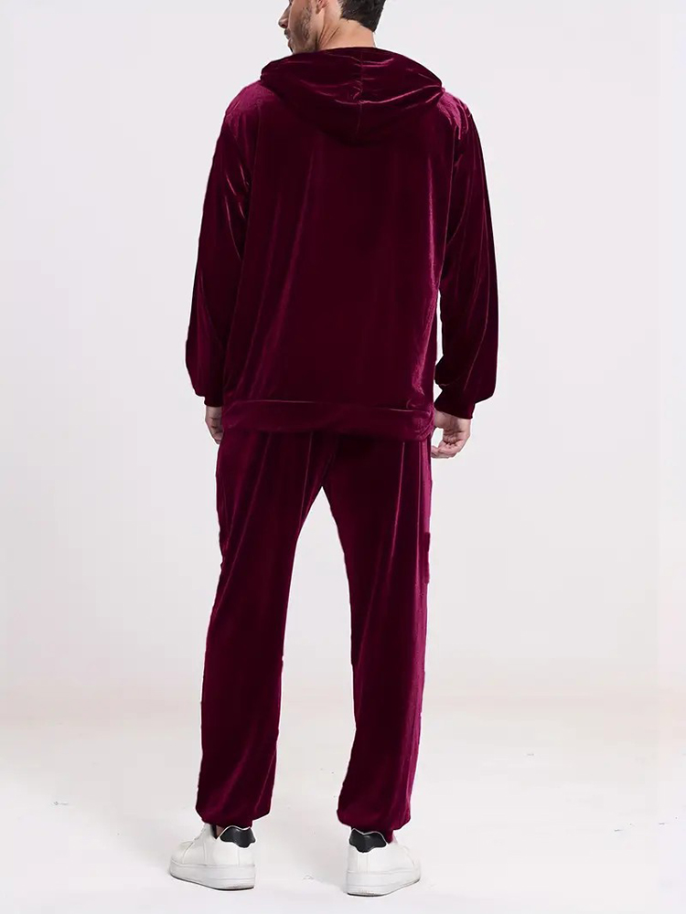 Fashion Solid Color Velvet Two - Vintage Fashion Outfits Men 评论和价格